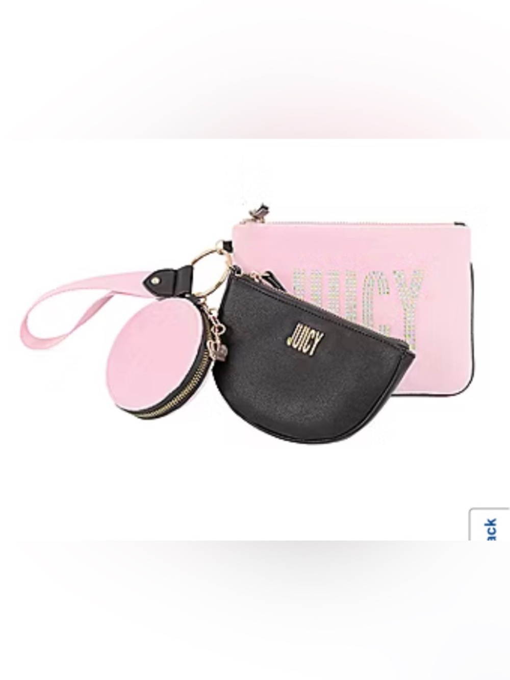Juicy Couture Pink and Brown Coin & Half-Moon Pouch Set